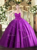Beading 15 Quinceanera Dress Fuchsia Lace Up Sleeveless Floor Length(SKU SJQDDT1235002-2BIZ)