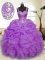 Beauteous Lavender Ball Gowns Beading and Ruffles and Pick Ups Quinceanera Gown Zipper Organza Sleeveless Floor Length