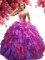 Fashion Sweetheart Sleeveless Organza Sweet 16 Dresses Ruffles Lace Up