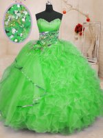 Sweetheart Sleeveless Quinceanera Gown Floor Length Beading and Ruffles Organza(SKU PSSW0220-9BIZ)