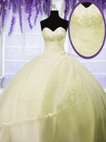 Exceptional Tulle Sweetheart Sleeveless Lace Up Appliques Quinceanera Gowns in Light Yellow(SKU PSSW038-2BIZ)