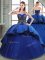 Taffeta Sweetheart Sleeveless Court Train Lace Up Beading and Appliques and Embroidery Sweet 16 Dresses in Blue