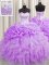 Free and Easy Visible Boning Beading and Ruffles and Pick Ups Quince Ball Gowns Purple Lace Up Sleeveless Floor Length
