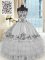 Admirable Halter Top Grey Sleeveless Beading and Embroidery and Ruffled Layers Floor Length Quince Ball Gowns
