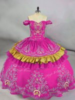 Simple Fuchsia Sleeveless Embroidery Floor Length Quinceanera Dress(SKU PSSW1158-2BIZ)