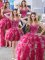 Classical Four Piece Floor Length Hot Pink Ball Gown Prom Dress Sweetheart Sleeveless Lace Up