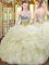 Sweetheart Sleeveless Lace Up 15th Birthday Dress Light Yellow Organza