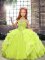 Unique Yellow Green Ball Gowns Beading Pageant Gowns Lace Up Organza Sleeveless Floor Length