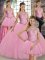 Sweet Pink Sweet 16 Quinceanera Dress Military Ball and Sweet 16 and Quinceanera with Embroidery Scoop Sleeveless Lace Up