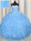 Sweetheart Sleeveless Quince Ball Gowns Floor Length Beading and Ruffles Baby Blue Organza