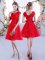 Top Selling Red Dama Dress Wedding Party with Lace V-neck Cap Sleeves Lace Up