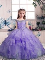 Off The Shoulder Sleeveless Organza Winning Pageant Gowns Beading and Ruffles Lace Up(SKU PAG1209-2BIZ)