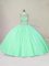 Scoop Sleeveless Tulle Quinceanera Gowns Beading Lace Up