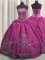Luxury Fuchsia Sweet 16 Dresses Military Ball and Sweet 16 and Quinceanera with Beading and Embroidery Strapless Sleeveless Lace Up