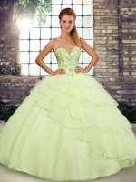 Comfortable Sleeveless Brush Train Lace Up Beading and Ruffled Layers Sweet 16 Quinceanera Dress(SKU SJQDDT2120002-2BIZ)