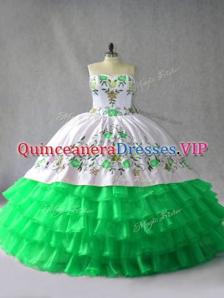 Sweetheart Sleeveless Lace Up 15 Quinceanera Dress Green Organza