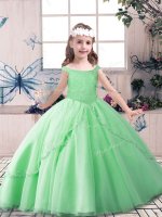 Adorable Off The Shoulder Sleeveless Tulle Pageant Gowns For Girls Beading Lace Up(SKU PAG1203-4BIZ)