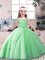 Adorable Off The Shoulder Sleeveless Tulle Pageant Gowns For Girls Beading Lace Up