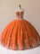 Attractive Orange Ball Gowns Tulle Sweetheart Sleeveless Embroidery Floor Length Lace Up Ball Gown Prom Dress