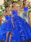Blue Lace Up Sweetheart Ruffles Sweet 16 Dress Tulle Sleeveless