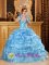 Bradenton Florida/FL USA Lovely Aqua Blue Quinceanera Dress For Sweetheart Gowns With Jacket Appliques Decorate Bodice Layered Pick-ups Skirt