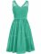 Green V-neck Side Zipper Lace and Ruching Dama Dress Sleeveless
