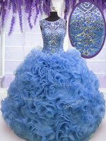 Fitting Scoop Sleeveless Organza 15 Quinceanera Dress Beading and Ruffles Lace Up(SKU PSSW0101-2BIZ)