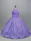 Perfect Lavender Ball Gowns Taffeta Scoop Sleeveless Embroidery Floor Length Zipper 15 Quinceanera Dress