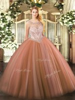Best Floor Length Zipper Quinceanera Gown Rust Red for Sweet 16 and Quinceanera with Beading(SKU SJQDDT1182002-1BIZ)