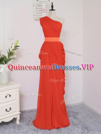 Charming Sleeveless Floor Length Pick Ups Zipper Quinceanera Court Dresses with Coral Red