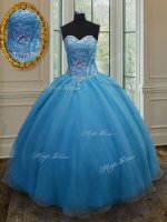 Hot Selling Floor Length Ball Gowns Sleeveless Baby Blue 15th Birthday Dress Lace Up