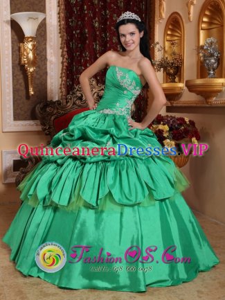 Santa Ana California/CA Appliques and Pick-ups For Low Price Apple Green Stylish Quinceanera Dress
