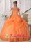 Chic Orange Stylish Quinceanera Dress With Off The Shoulder In Crete Nebraska/NE