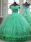 Extravagant Turquoise Quince Ball Gowns Off The Shoulder Sleeveless Brush Train Lace Up