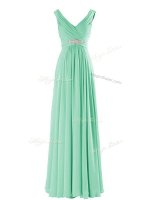 Apple Green Sleeveless Beading Floor Length Court Dresses for Sweet 16