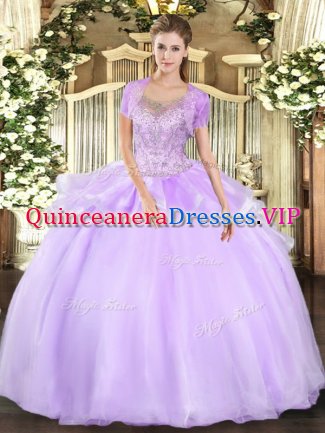 Inexpensive Floor Length Ball Gowns Sleeveless Lavender 15th Birthday Dress Clasp Handle