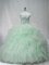 Chic Lace Up Quinceanera Dresses Apple Green for Sweet 16 and Quinceanera with Beading and Ruffles Brush Train