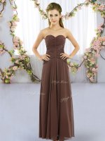 Fashionable Brown Sweetheart Lace Up Ruching Quinceanera Dama Dress Sleeveless