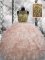 Top Selling Peach Sleeveless Beading and Ruffles Floor Length Ball Gown Prom Dress