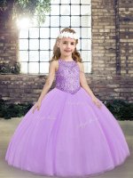 Hot Sale Tulle Scoop Sleeveless Lace Up Beading Girls Pageant Dresses in Lavender(SKU PAG1238-10BIZ)
