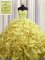 Beautiful Gold Ball Gowns Organza Sweetheart Sleeveless Beading and Pick Ups With Train Lace Up Sweet 16 Quinceanera Dress Court Train