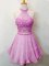 Custom Designed Halter Top Sleeveless Organza Dama Dress Beading Lace Up