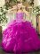 High Quality Floor Length Fuchsia 15 Quinceanera Dress Sweetheart Sleeveless Lace Up