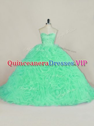 Glorious Sleeveless Court Train Lace Up Beading and Ruffles Quinceanera Dress