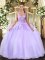 Custom Designed Lavender Ball Gowns Straps Sleeveless Organza Floor Length Lace Up Beading Vestidos de Quinceanera