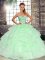 Apple Green Lace Up Sweetheart Beading and Ruffles Quince Ball Gowns Tulle Sleeveless