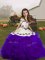 Purple Girls Pageant Dresses Party and Wedding Party with Embroidery and Ruffles Straps Sleeveless Lace Up