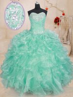 Pretty Floor Length Ball Gowns Sleeveless Apple Green Ball Gown Prom Dress Lace Up