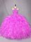 Suitable Fuchsia Sleeveless Organza Zipper Sweet 16 Dress for Sweet 16 and Quinceanera