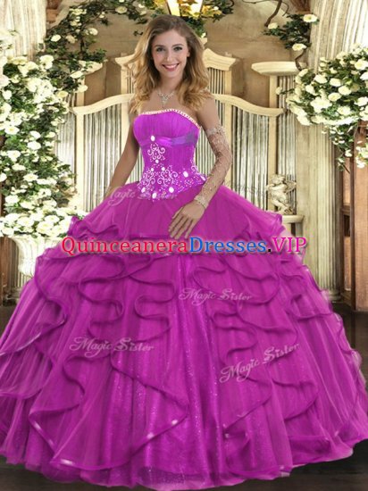 High Class Sleeveless Beading and Ruffles Lace Up Sweet 16 Quinceanera Dress - Click Image to Close